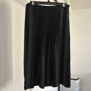 Talbots Black and White Pleated Midi Skirt